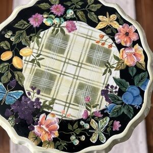 Tracy Porter Jardiniere Pedestal Cake Plate Stand 12” Hand Painted Floral